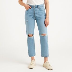 Levi’s 501 distressed straight leg 100 cotton button fly jeans 29